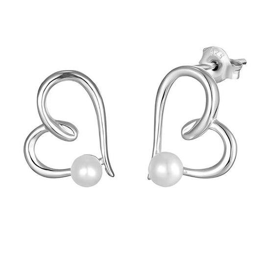 Big Heart Pearl Stud Earring